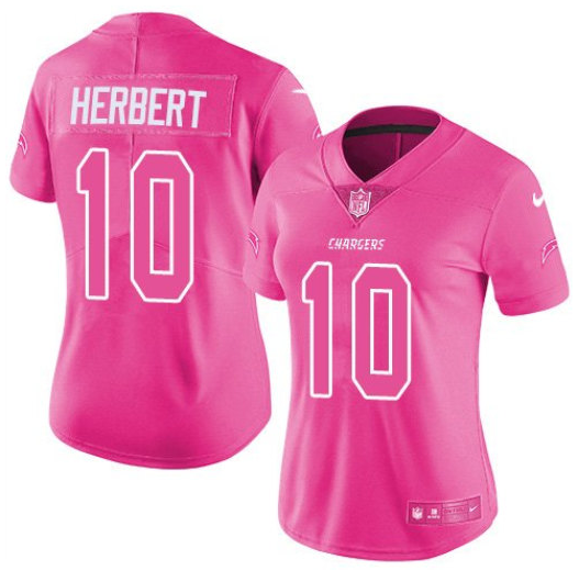 Women's Los Angeles Chargers Customized Pink Stitched Jersey(Run Small)